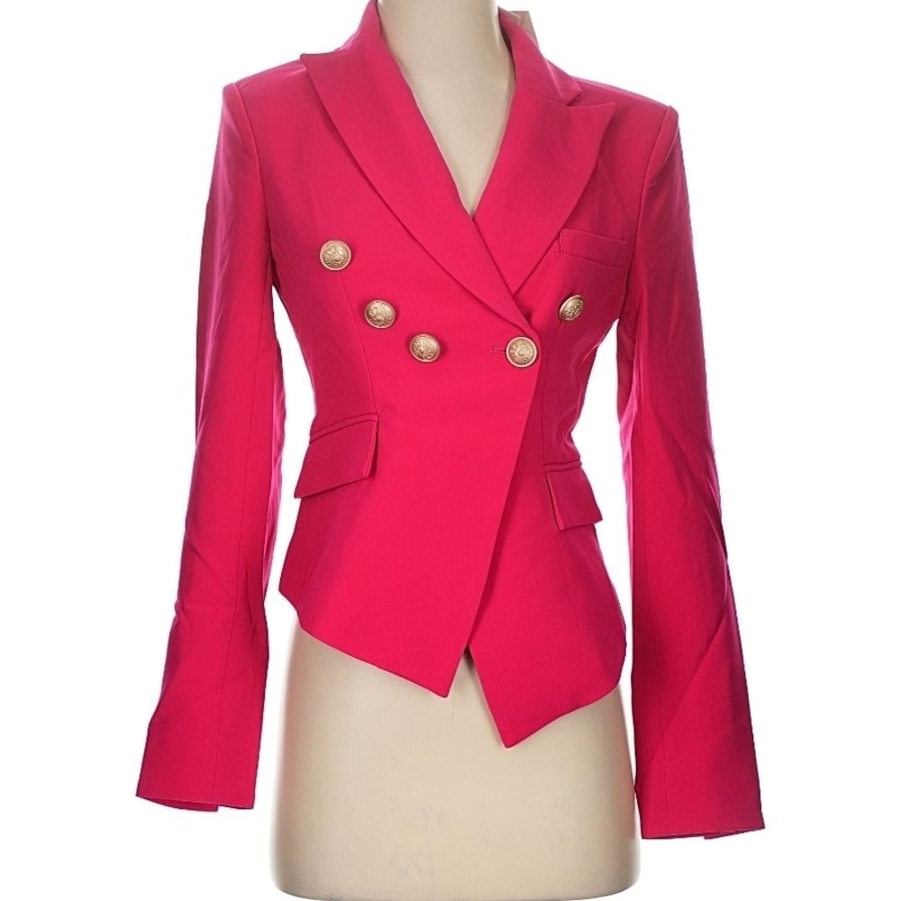 Vibrant Pink Blazer with Gold Accents